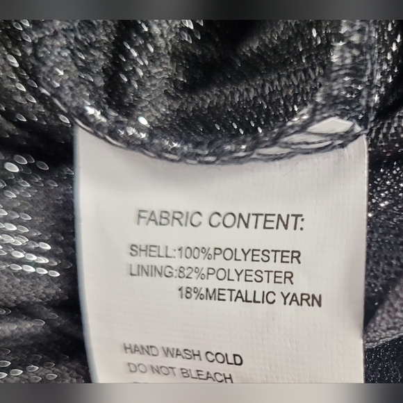 Forever 21 M Black Silver Metallic Mini Skirt Long Sheer Overlay Elastic Waist - Picture 5 of 5